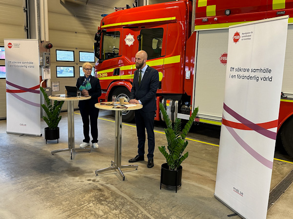 MSB:s generaldirektör Charlotte Petri Gornitzka och ministern för civilt försvar Carl-Oskar Bohlin höll tal.