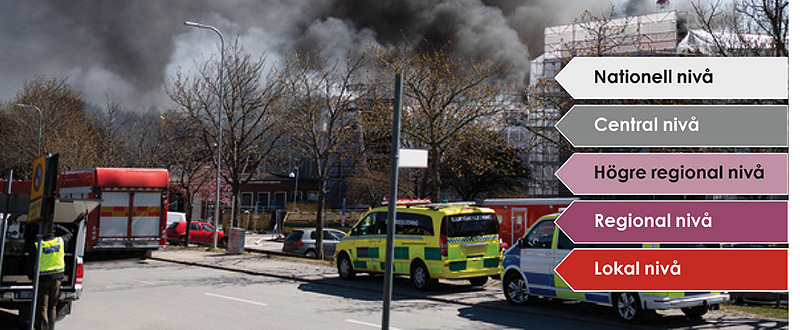 En ambulans och en brandbil vid skadeplats.