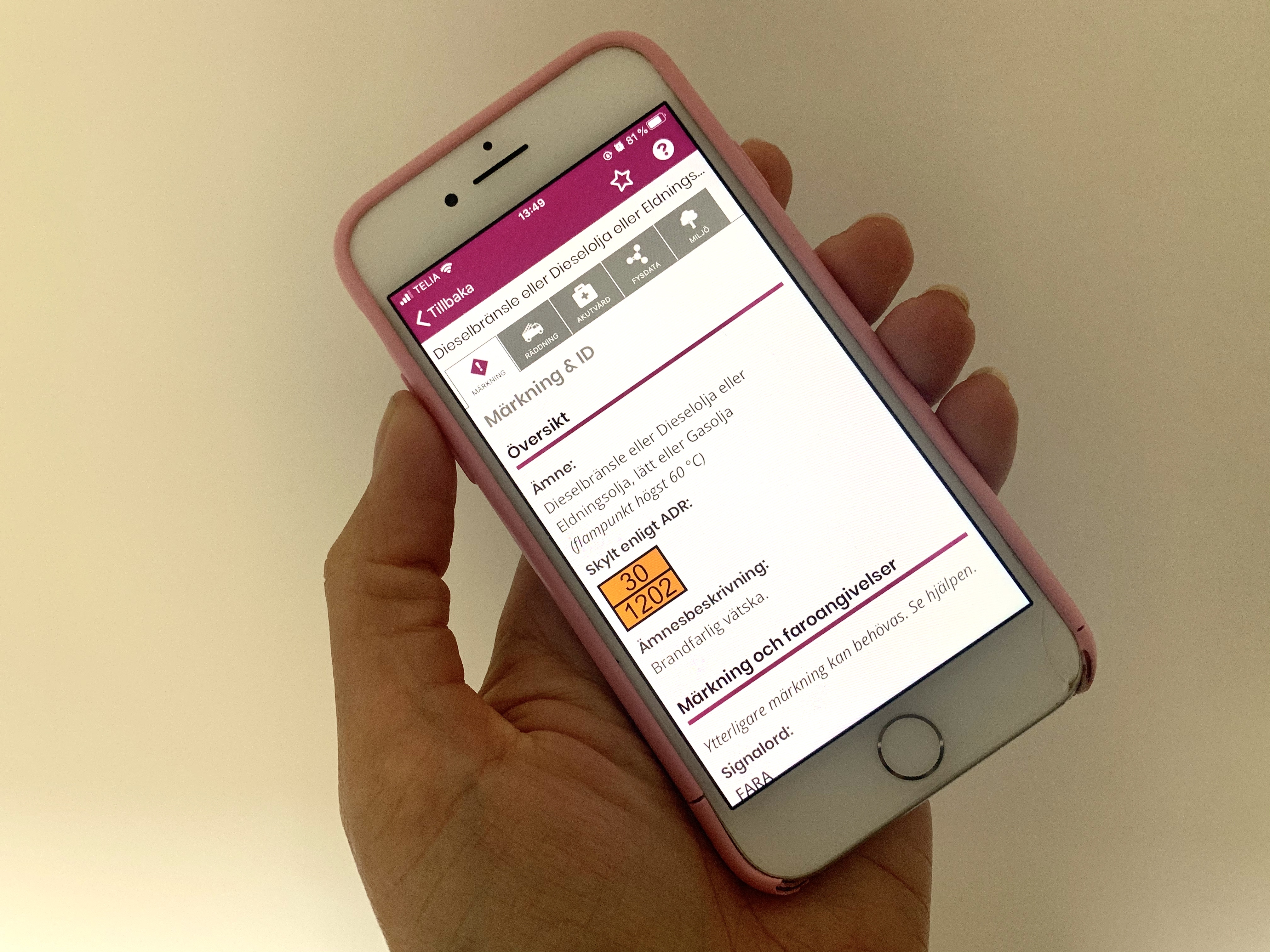 Nu släpper MSB en app som ska hjälpa blåljuspersonal att snabbt få information om ett farligt ämne.